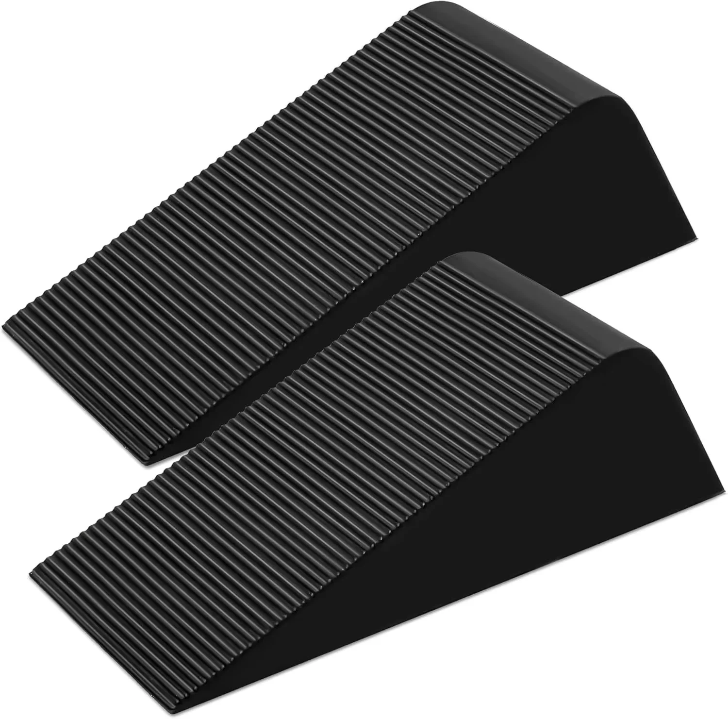 

Large Rubber Door Stoppers Wedge for Bottom of Door, Tall up to 2 Inch, 2-Pack Non-Slip Doorstops for Floor, Black Big Sturdy Do
