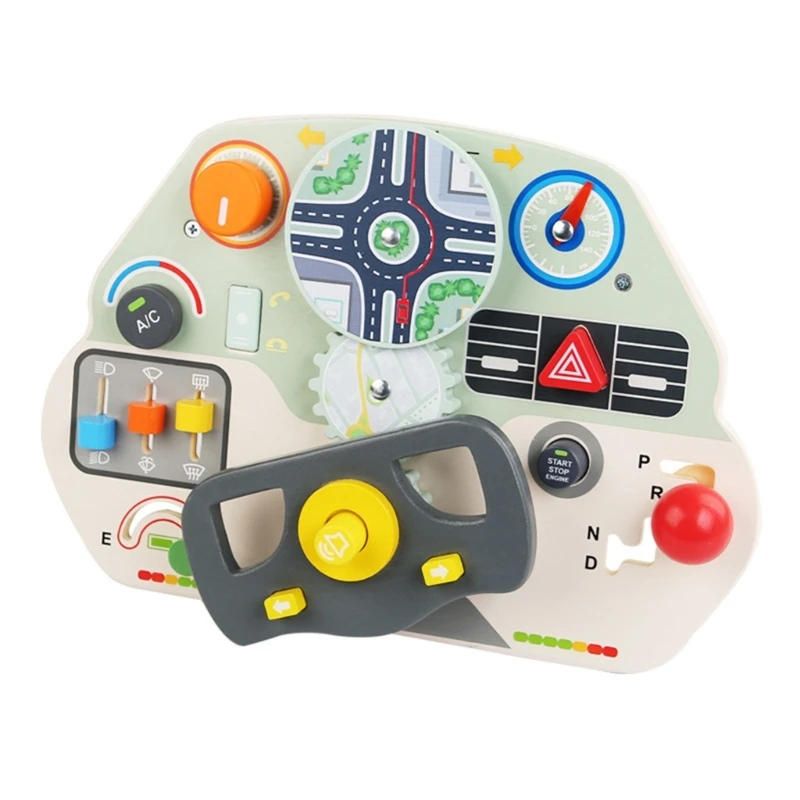 Y4UD Wooden Sensory Boards Steering Wheel for Kids Early Learning and Skill Development Children Game Motor Skills