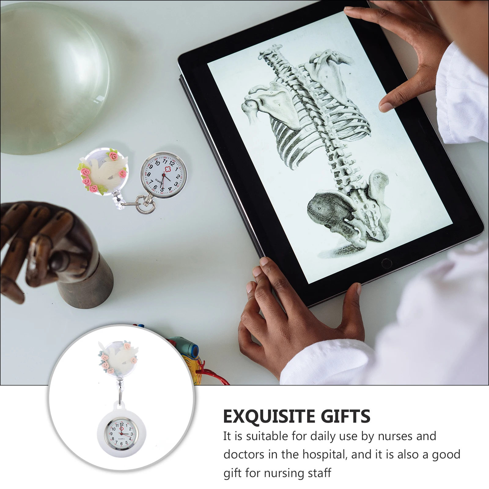 

Floral Decorative Pocket Watch Nurse Watches for Women Christmas Nursing Hanging Alloy Fob Fashion Nurses