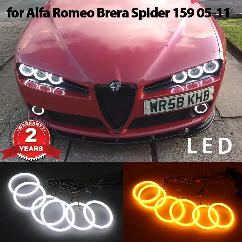 Switchback Super Bright Day Light Dual Color DRL Cotton LED Angel Eyes Halo Rings kit for Alfa Romeo Brera Spider 159 2005-2011