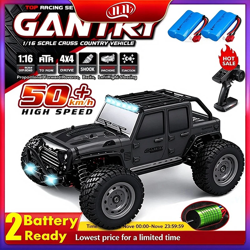 16103 Fast Rc Cars 50km/h 1/16 Off Road 4WD with LED Headlights,2.4G Waterproof Remote Control Monster Truck for Adults and Kids