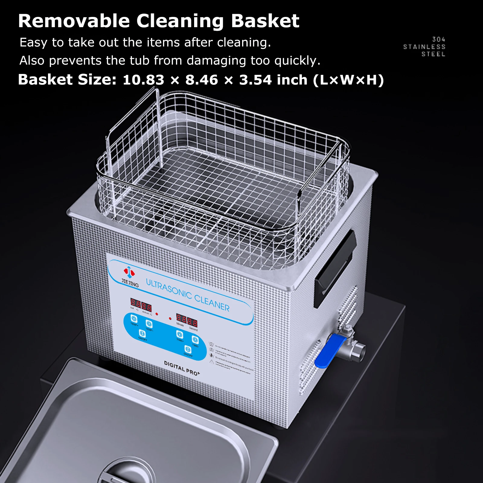 10L Ultrasonic Cleaner 40kHz Ultrasonic Tub Heated Ultrasonic Cleaning Machine for Carburetor, Tools, Industrial Parts etc