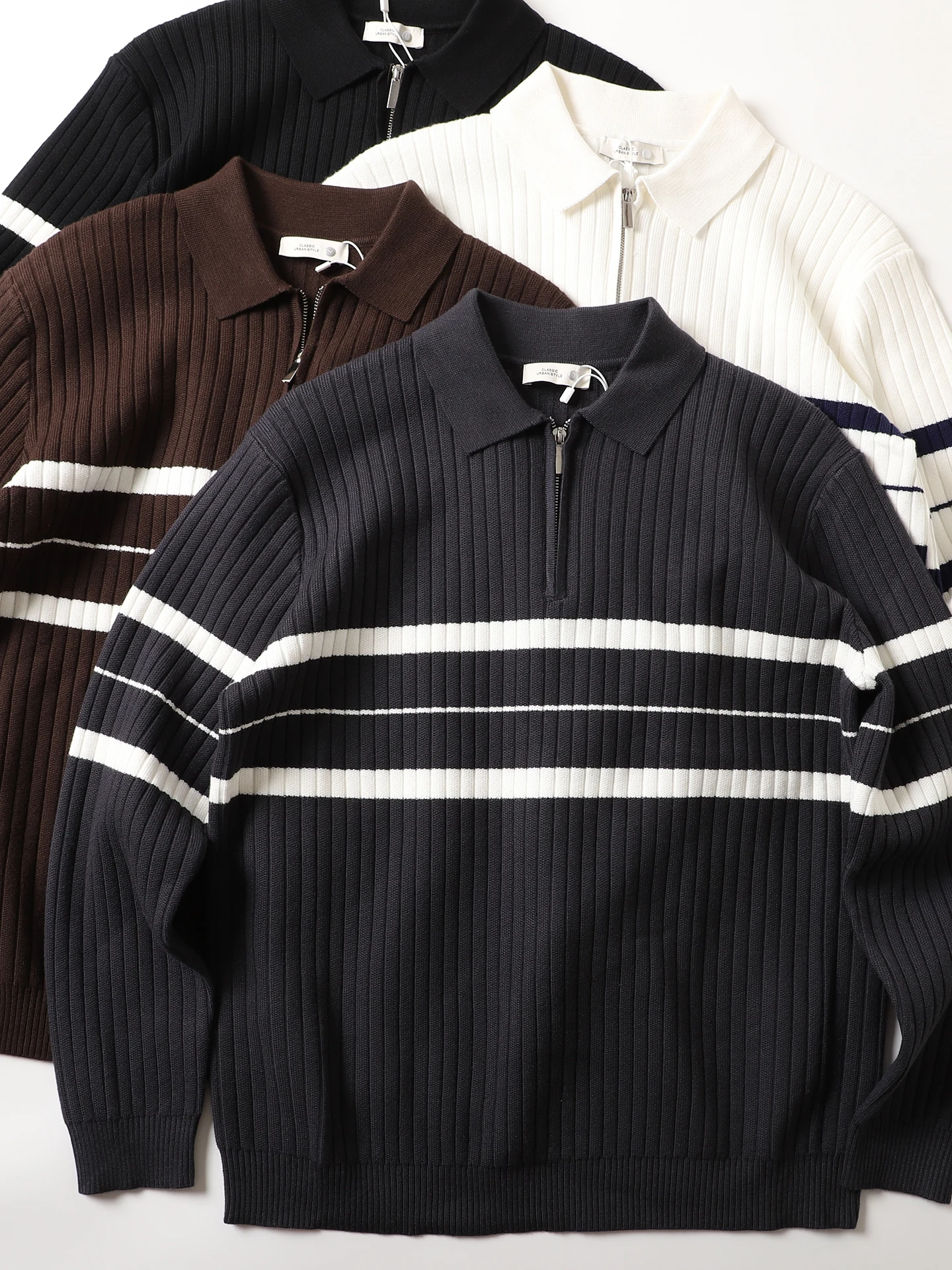 

American Sle Loose Fit Long Sve Zipper Collar Men's Knitwear Casual Comfortable Outerwear Trendy Youth Faion