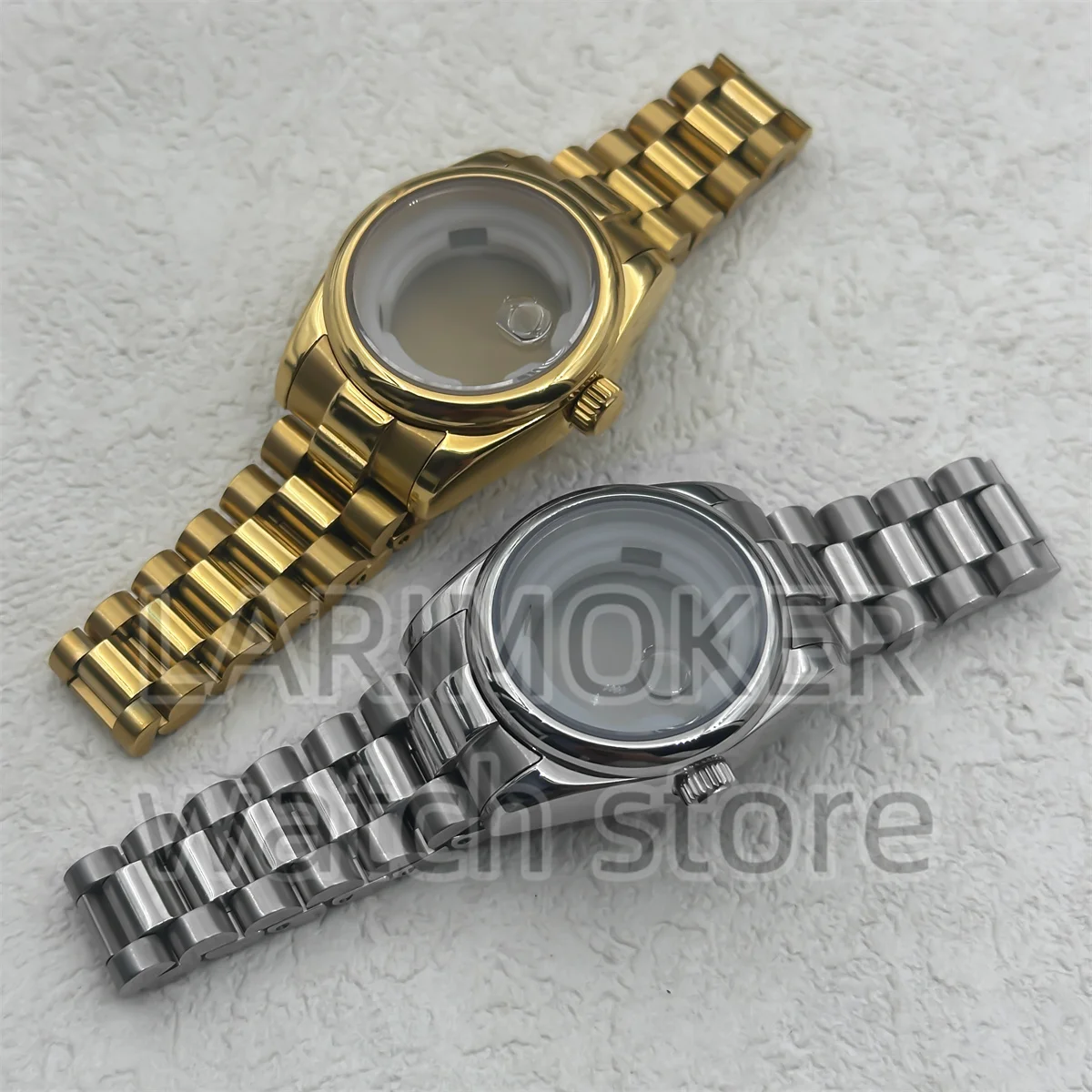 

BLIGER 31mm polished round fixed ring sapphire ladies rose gold/gold case, sapphire glass compatible with NH05 movement