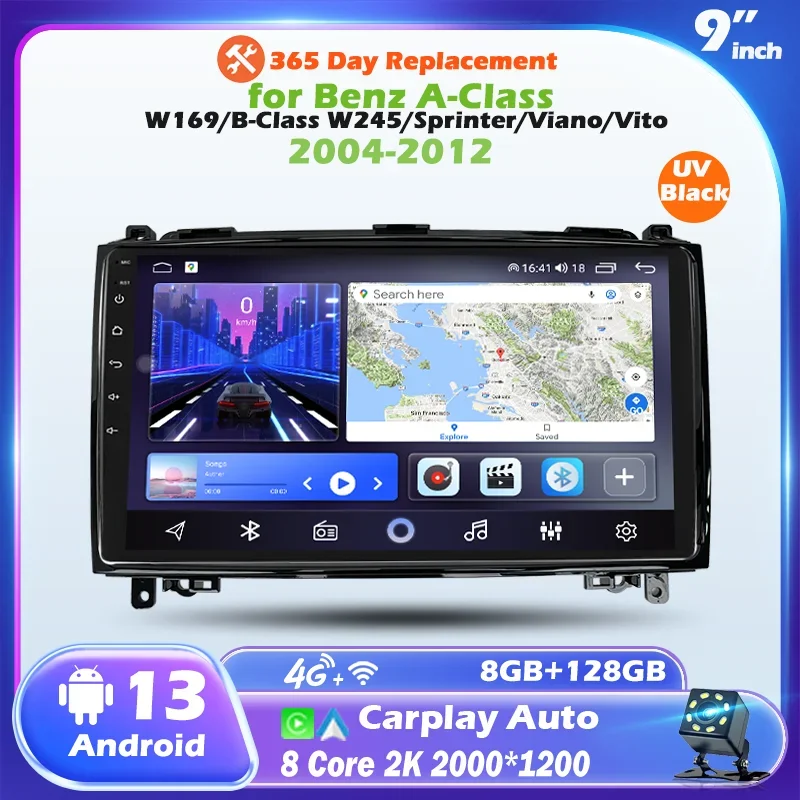 

Car Multimedia Player for Mercedes Benz B200 B Class W169 W245 Viano Vito W639 Sprinte W906 Android 13 Car Radio CarPlay Auto