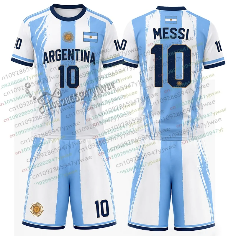 2026 Special Messi 10 Football Jersey Tee Shorts Set Women Men Harajuku Argentina Fans Shirt and Shorts Summer Kids 2 Piece Sets