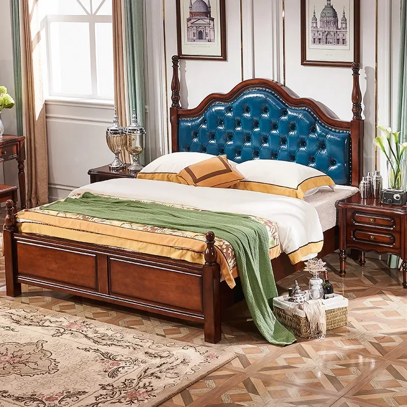 1.5 M 1.8 M Roman Column Bedside Soft Upholstery Master Bedroom High Box Storage Solid Wood Bed