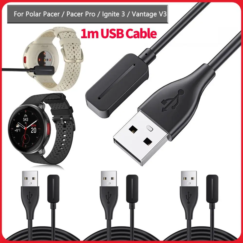 2Pin Smartwatch Dock Charger Adapter Magnetic USB Charging Cable Cord for Polar Pacer/Pacer Pro/Ignite 3/Vantage V3 Smart Watch