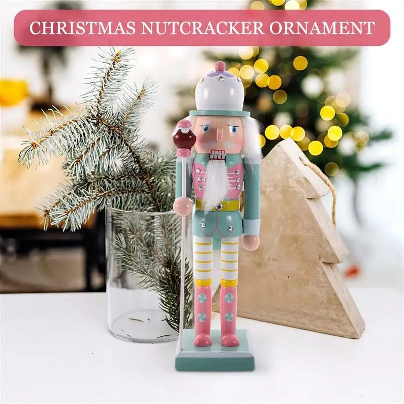 Nutcracker Christmas Soldier Ornament Centerpieces Bookshelf Tabletop Soldiers Xmas Figure Table Walnut Holiday Statue Wooden image 3