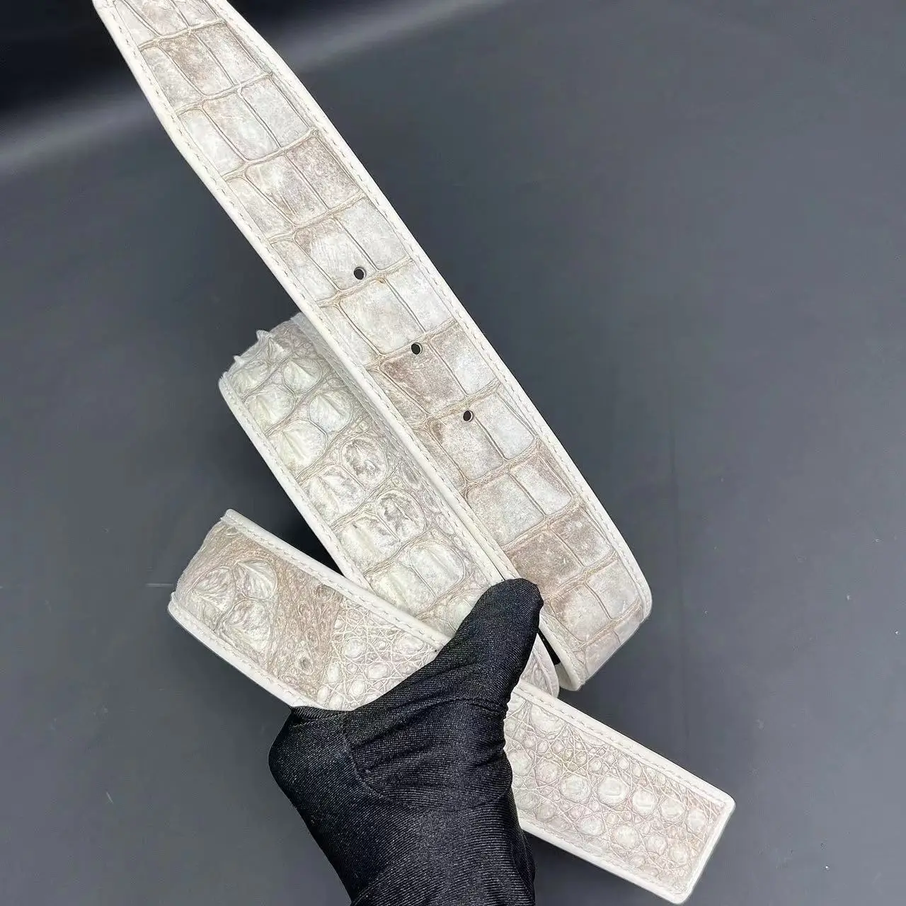 New Thai Back Bone White Men\'s Leisure True Crocodile Skin Unjointed Genuine Leather Smooth Businesss Cummerbunds Designer Belts