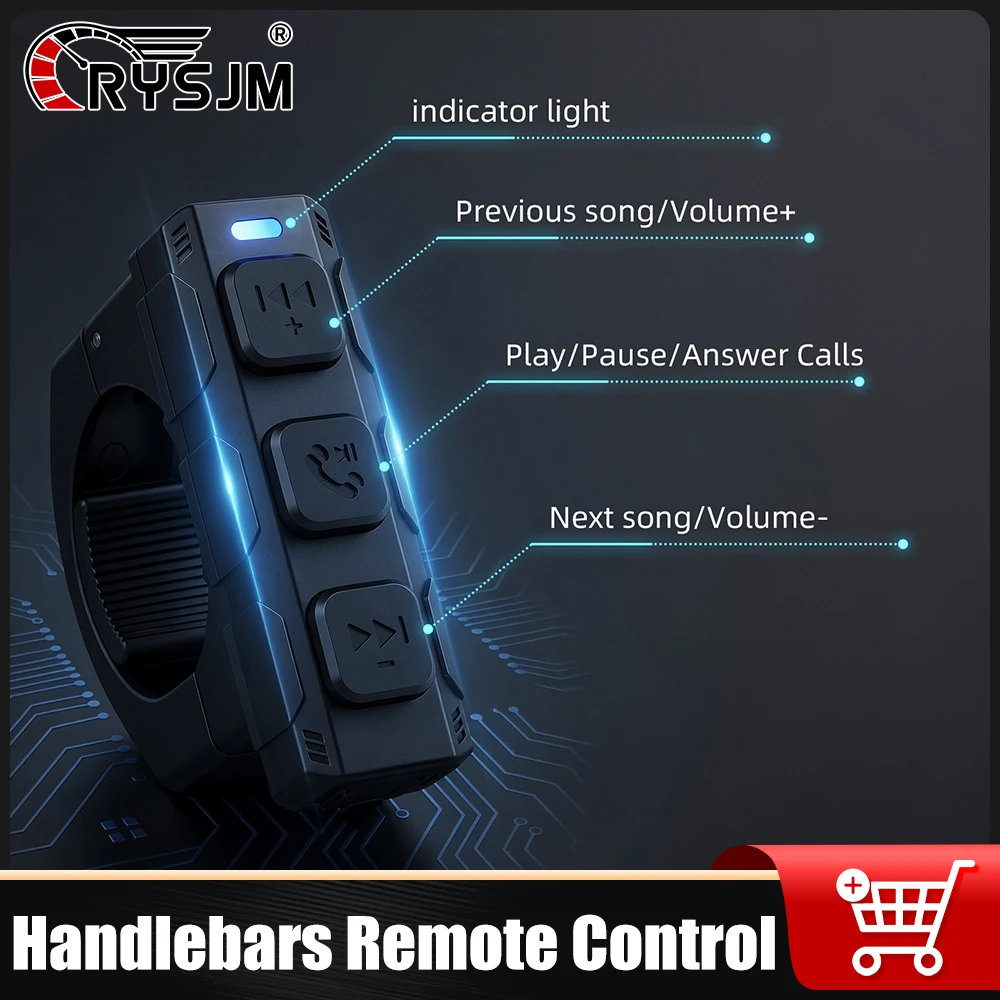 Bluetooth-compatible Universal Handlebars Remote Control Music Player Answer Phone Call Control For Mobile Phone Outdoor Cycling