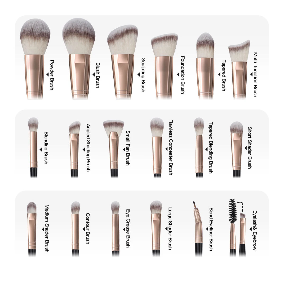 MAANGE18PCS Makeup Brushes Set Foundation Concealer Eyeshadow Makeup Brush Soft Bristles Cosmetic Makeup Tools with Storage Bag