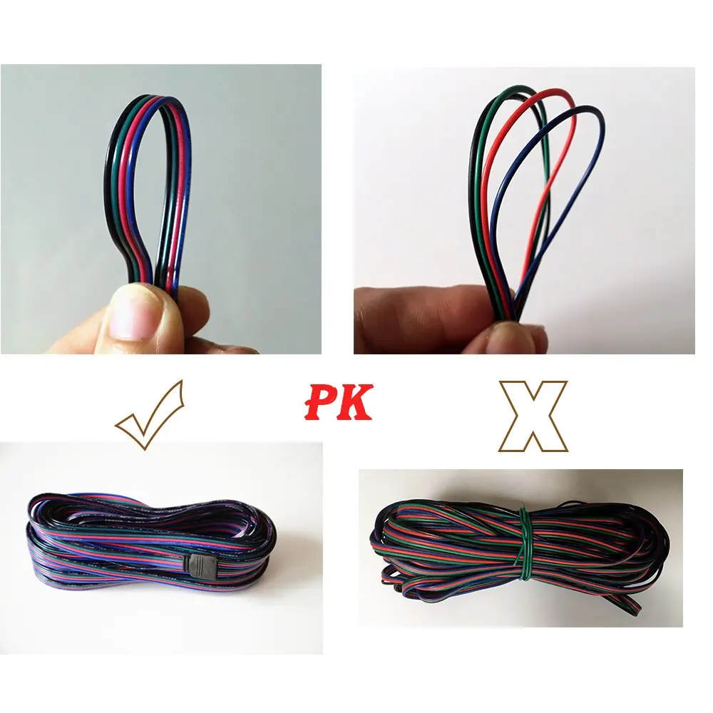 DC 12V RGB Extension Power Cable 5m 10m 20m 50m 100m Connector Wire 4Pin Tinned Copper LED Connect Cord For 2835 5050 LED Light - Image 4