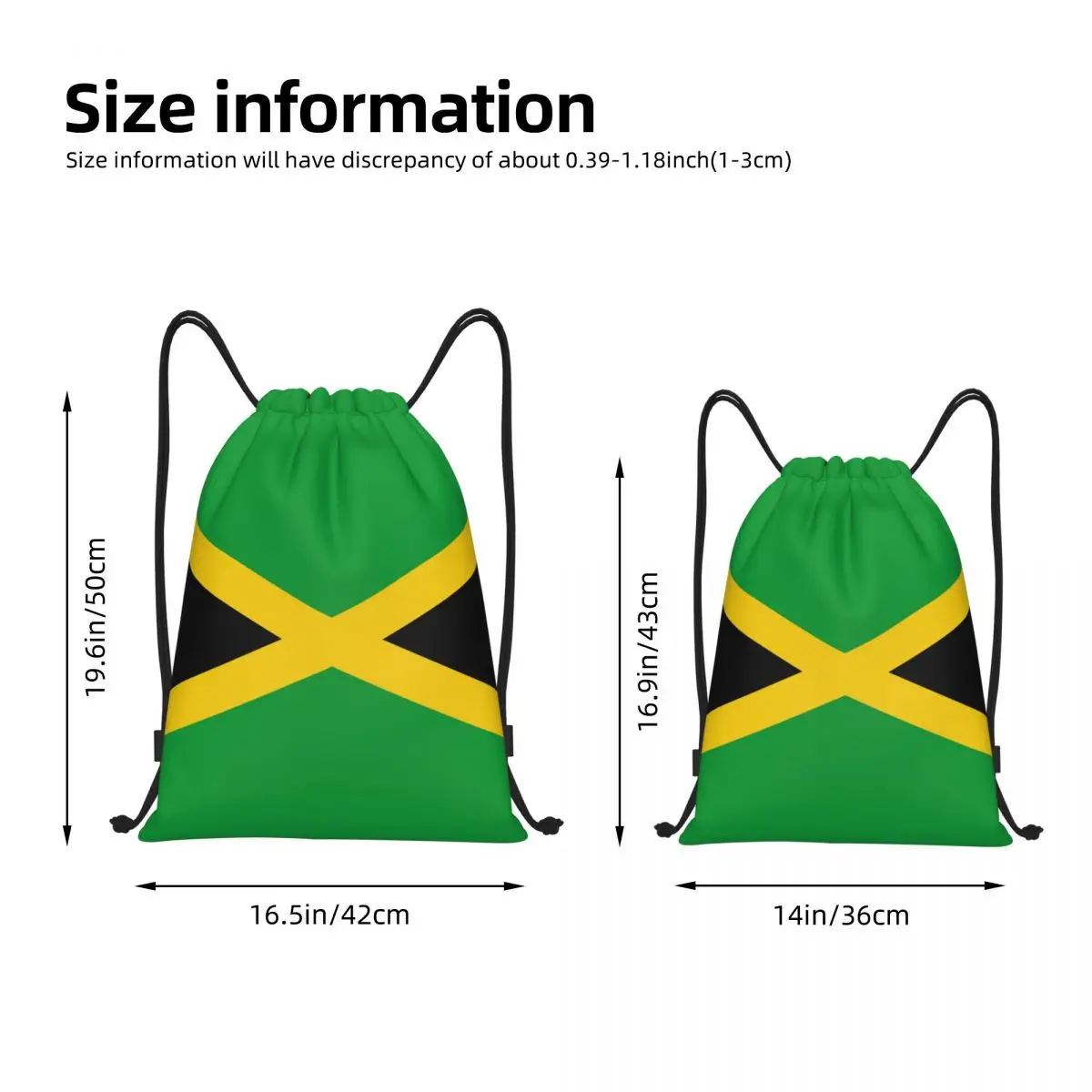 Jamaica Flag Drawstring Backpack Sports Gym Sackpack String Bag for Hiking