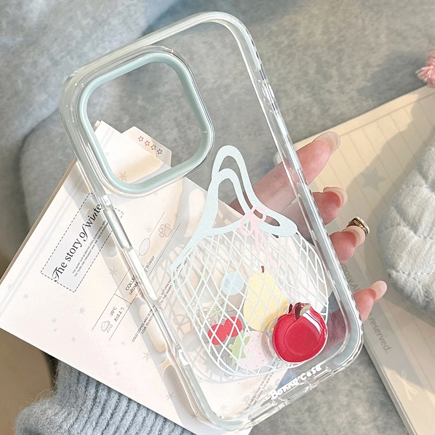 스테레오 애플 폰 케이스 아이폰 16 15 14 13 프로 12 11 맥스 플러스 16프로 컬러풀 쇼핑백 폰 케이스 창의적인 15프로맥스 커버