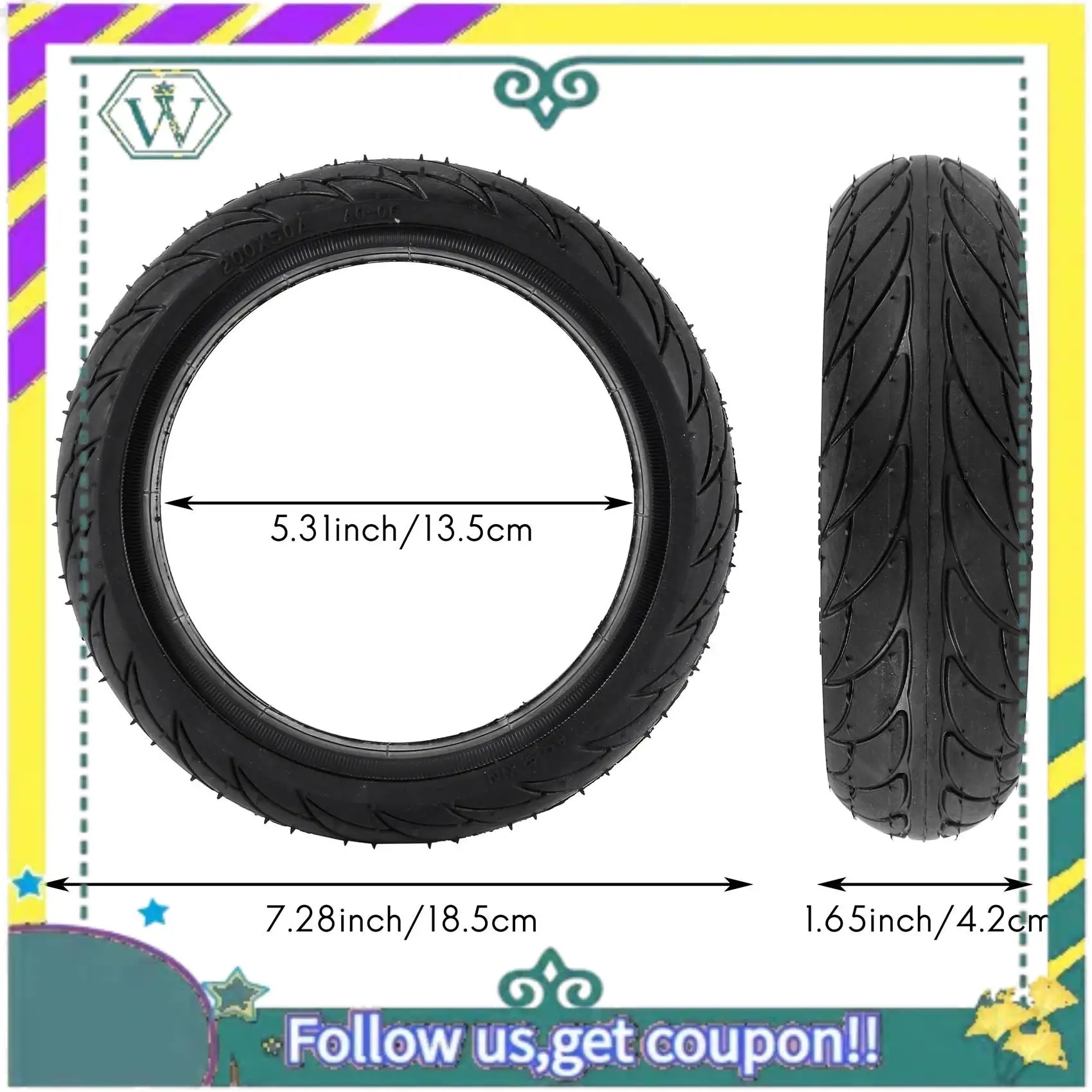 

A82U-8 Inch Front Scooter Solid Tire Tyre Wheel For Xiaomi Ninebot Es1 Es2 Electric Scooter Kickscooter Skateboard 8 Inch Non-Pn