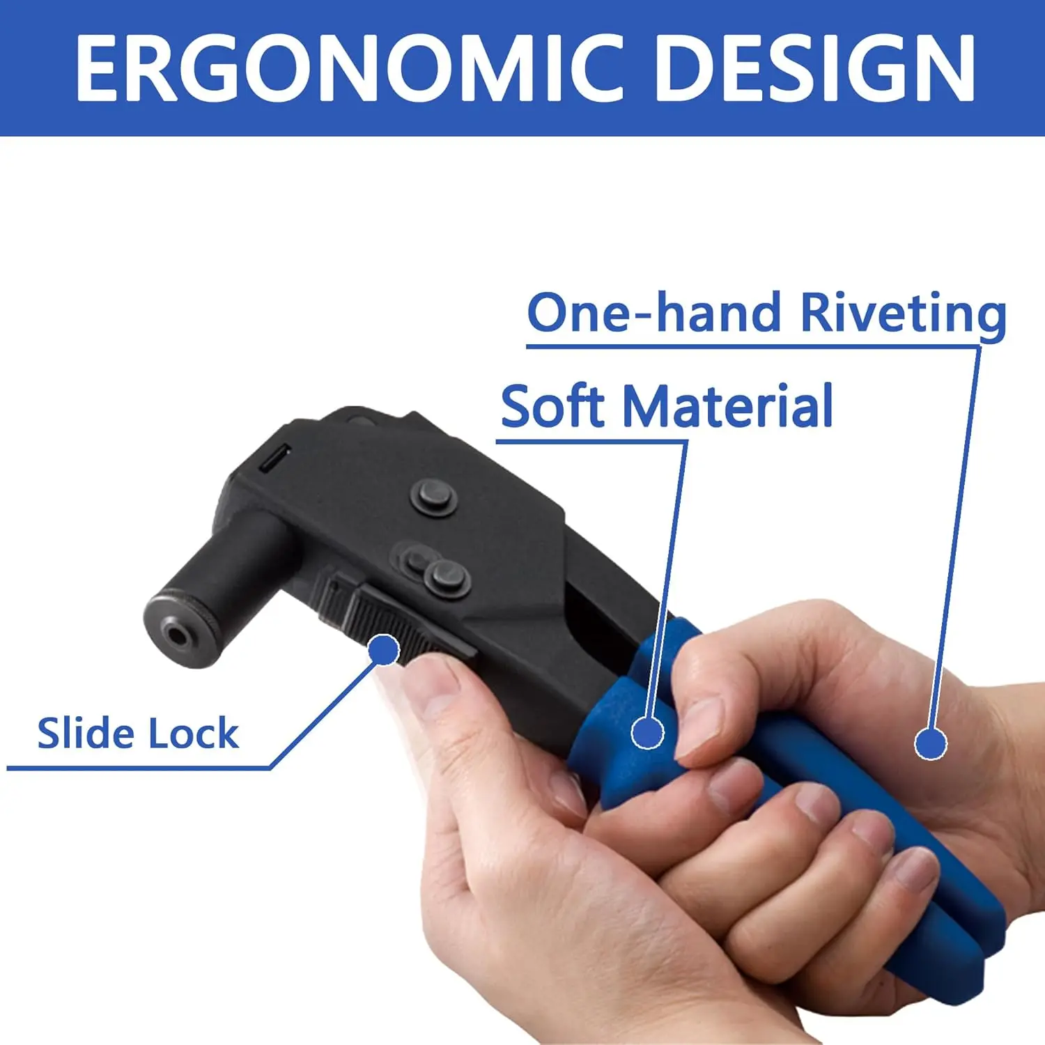 Tools 90∘Angle Plastic Rivet Hand Gun Kit One Hand Operation w/ 40 Sample Poly Rivets