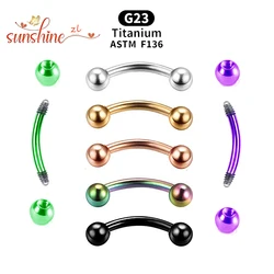 1Pcs G23 Titanium Eyebrow Ring Piercing External Thread Curved Barbell Banana Tongue Rings Ear Cartilage Tragus Body Jewelry