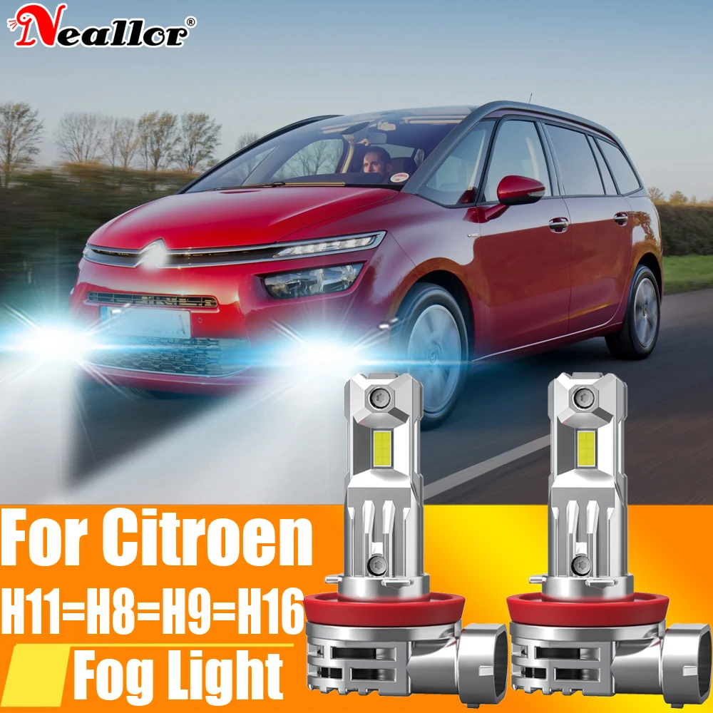 2pcs H11 H8 Led Fog Lights Headlight Canbus H16 H9 Car Bulb Driving Running Lamp 12v 55w For Citroen C1 C5 C6 C4 Grand Picasso