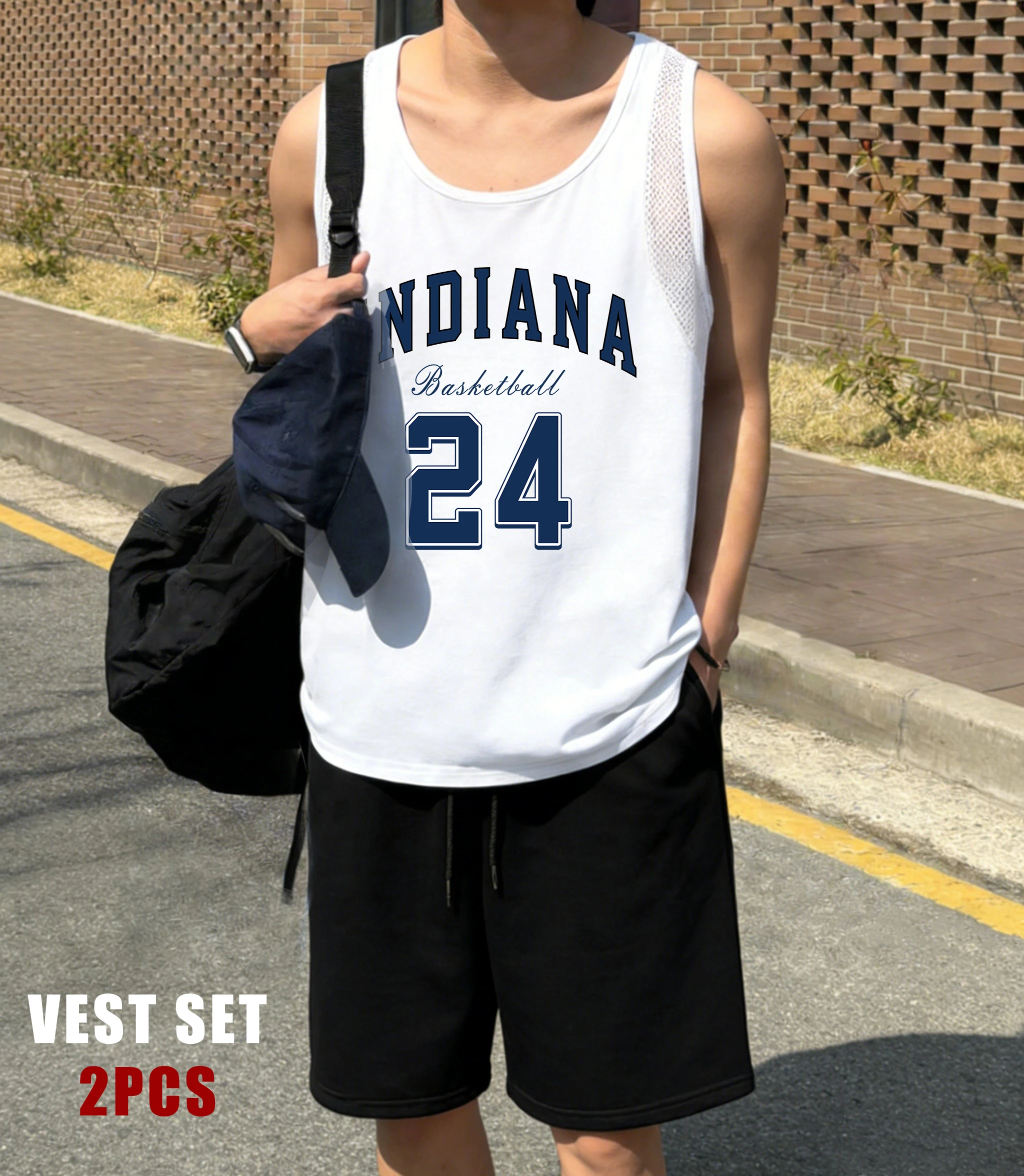 

Canada Basketball 24 Design Men Reticular Vest Set Fashion Vintage Shorts Summer New Soft Basics Tank Unisex O-Neck Clothes
