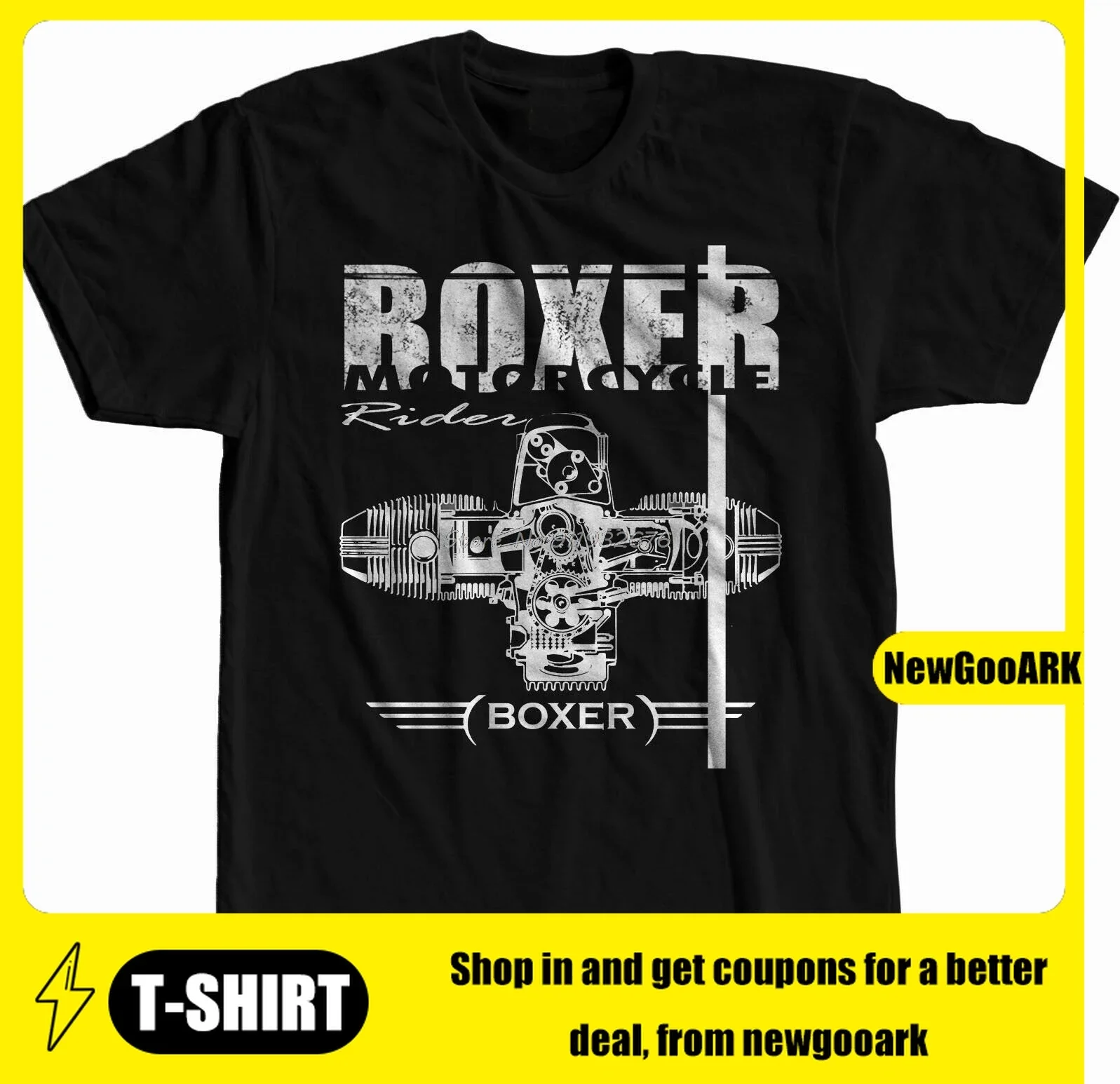 

Футболка Boxer Motorcycle Engine Motorrad Racing, модная повседневная футболка с короткими рукавами, мужская хлопковая футболка, уличная одежда Harajuku