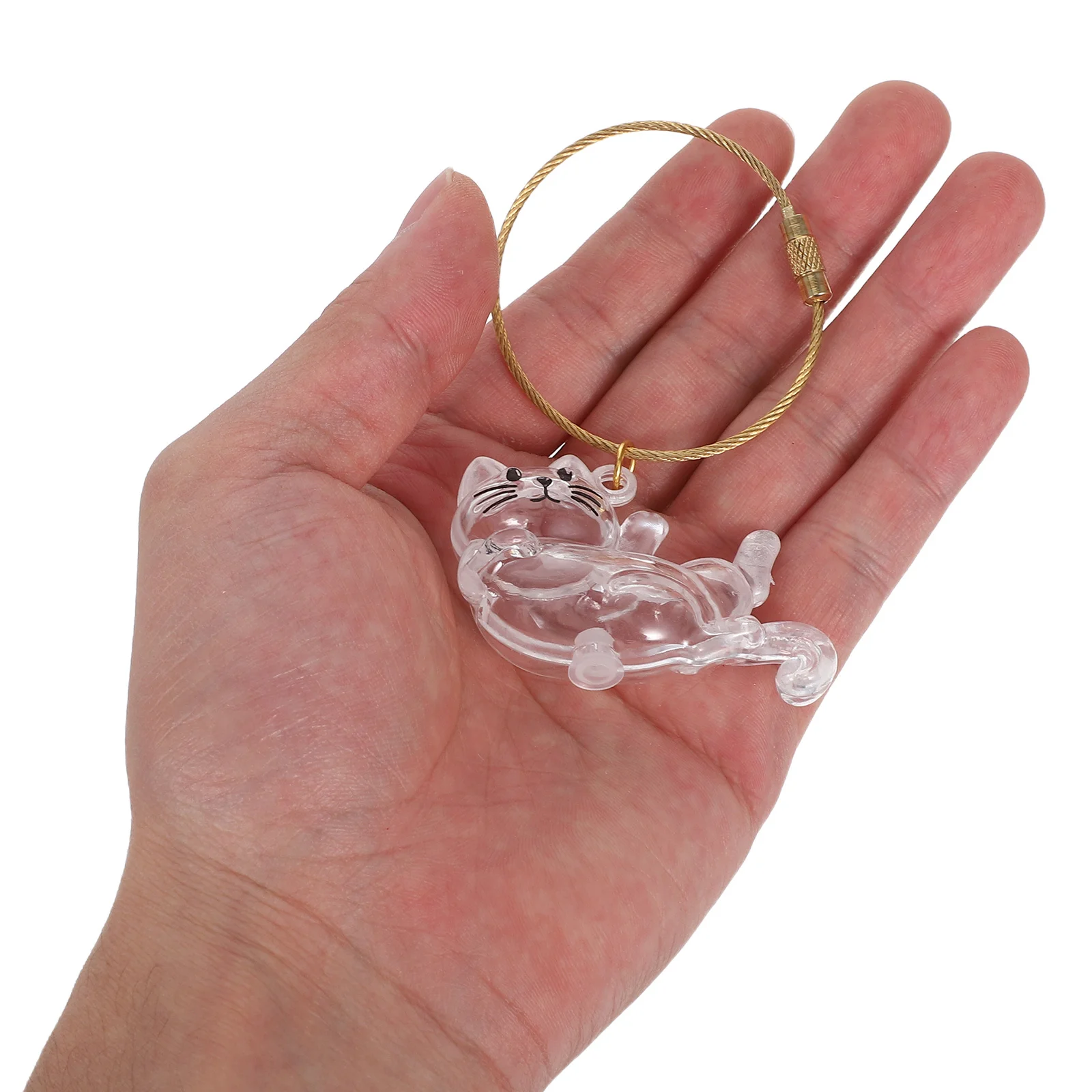 

Cute Cartoon Keychain with Transparent Storage Bottle for Pet Hair Keepsake Memorial Pendant Organizer Cat Dog Hair Collector