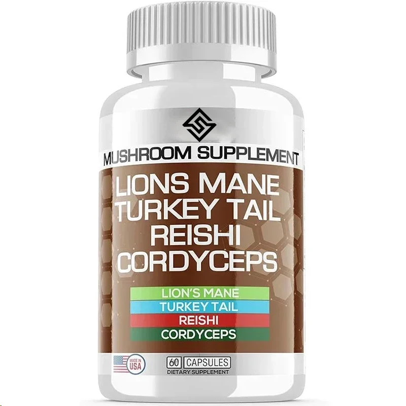 Lion Mane Supplement Turkey Tail Mushroom Capsules With Cordyceps Extract And Lingzhi Mushroom - Mushroom Gummies