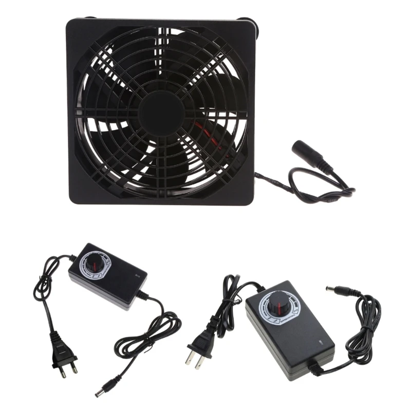 110V 220V 3-12V AC Powered Computer Fan 12CM Air Blower for Modem TV Box Receiver DVR Playstation Xbox Cooling Radiator