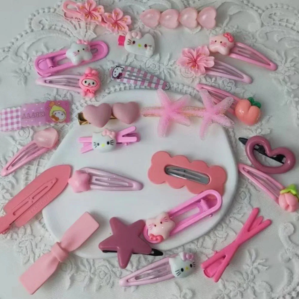 10-50pcs Y2K Hair Clips Set Cute Pink hair accessories Seamless Edge Clip Women Girl Sweet Beauty Hairpin trendy hair clips image 5