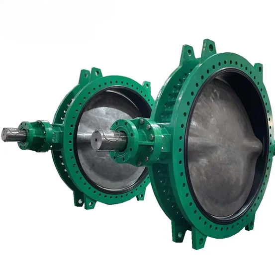 DN2200 U-type flanged butterfly valve  in 1.4462 Duplex stainless steel disc with worm gear