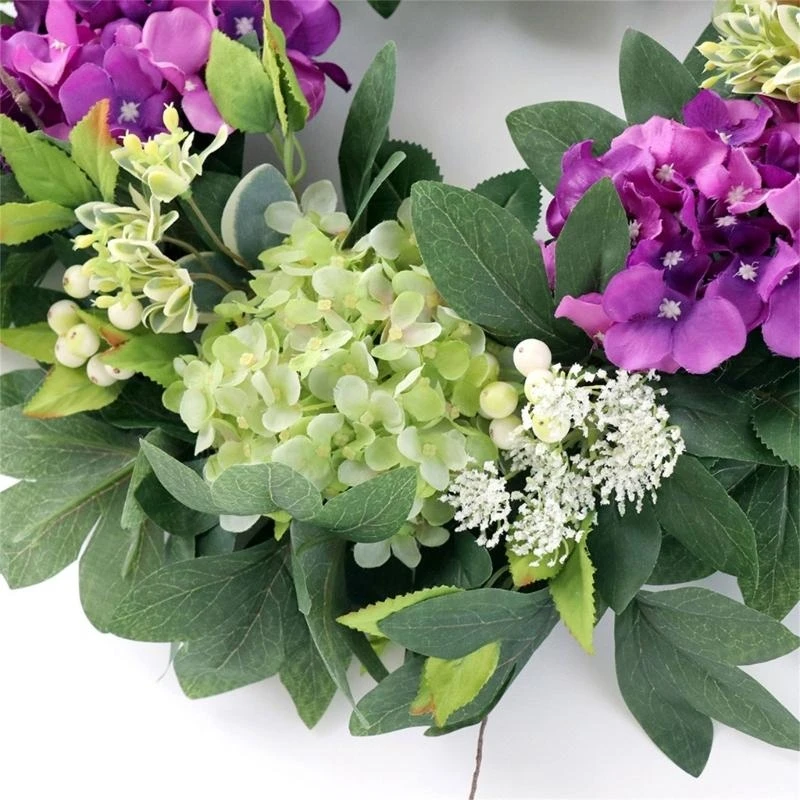 

Spring Wreath for Front Door 22'' Hydrangea Wreath Artificial Flower Wreath for Wall Wedding Party Home Decorations 15UB