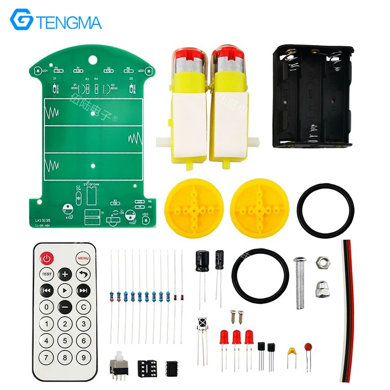 D2-4 Infrared Remote Control Car Kit Intelligent Electronic Production Welding Practice Assembly DIY Parts