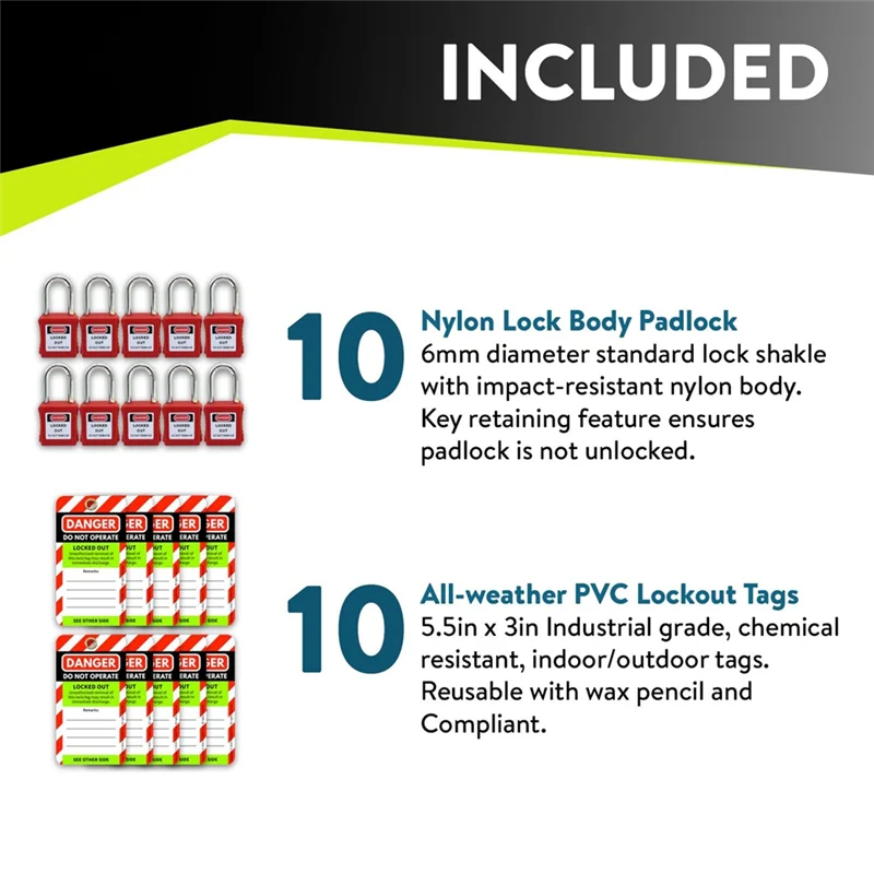 

Premium-Lockout Tagout Tags And Padlocks Red Safety Tag Easy Identification Lock Out Kit Tagout Locks Red Lock Padlock Tag Out