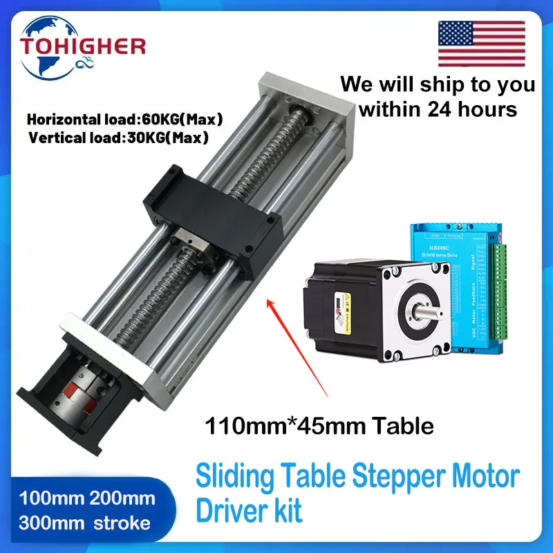 Nema23 Motor Linear Rail Table Kit Motorized Ball Screw Module Sliding Table Motion Stage Single Axis SFU1605 CNC XYZ Axis