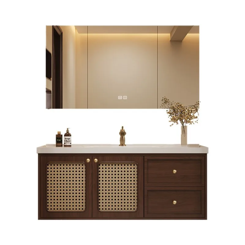 

Шкаф для ванной комнаты в средневековом стиле, комбинированная керамическая встроенная раковина, подметальный робот, умывальник для ванной комнаты, умывальник