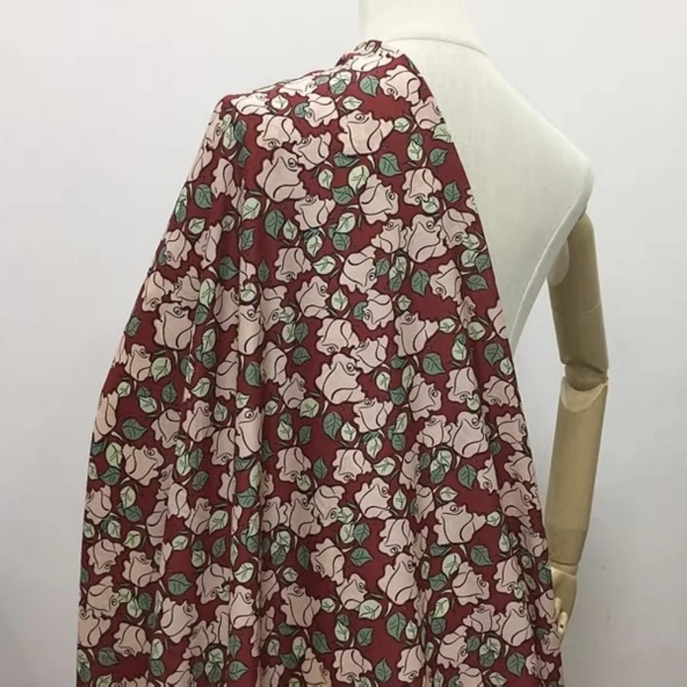 Pink Color Ground Special Design Comfortable Feeling Material Great Quality Popular Silk Cotton Fabric for Women Shirt