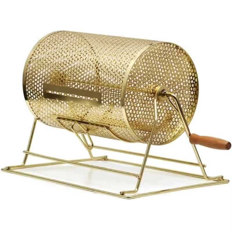 2026 Hot Sale  Medium Size Brass Raffle Drum for Lottery Bingo Casino Games with Wooden Turning Handle Spinning Ticket Drum