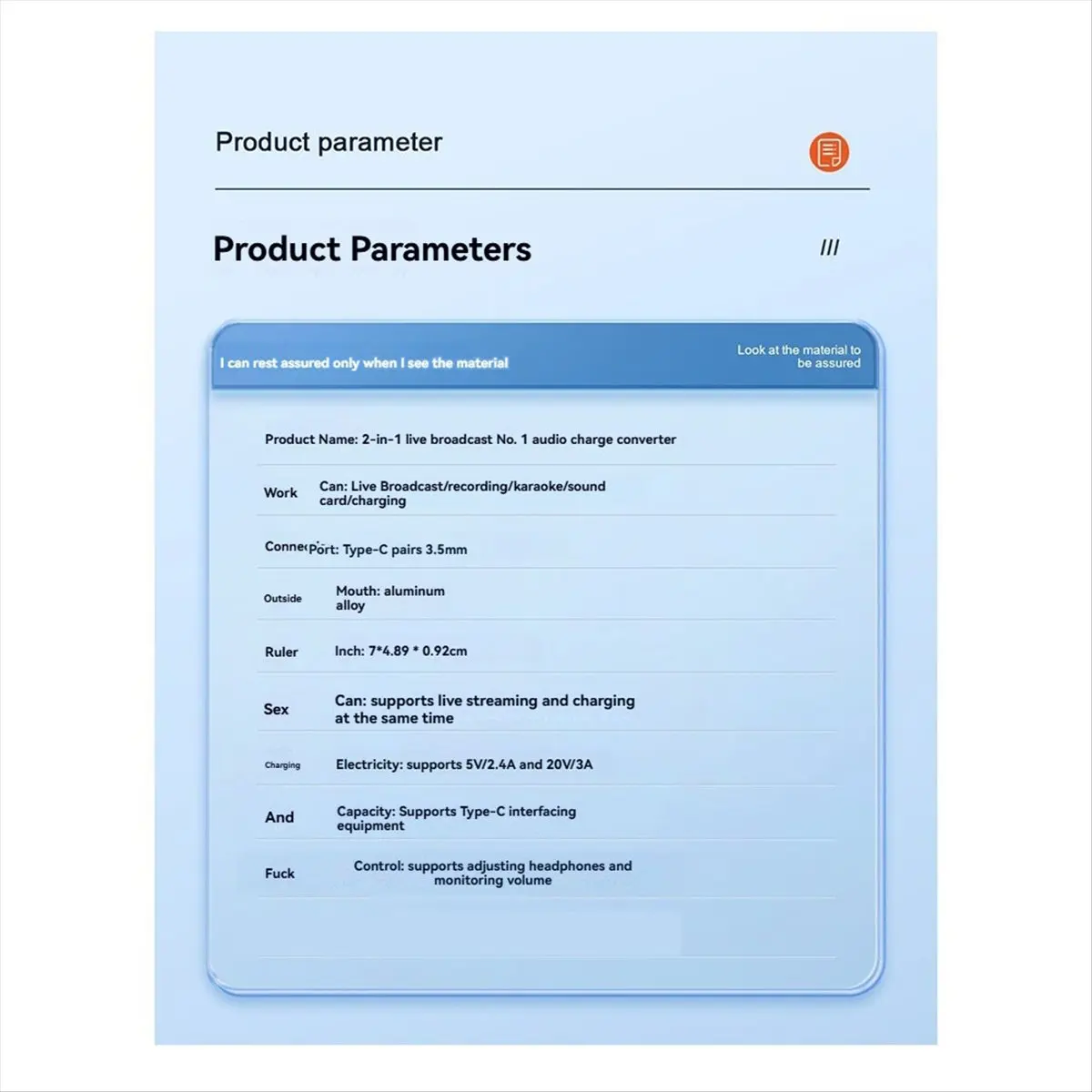 

Support for Apple Type-C Live Streaming Adapter Microphone to Charge Live Streaming Stereo Noise Audio Card Adapter