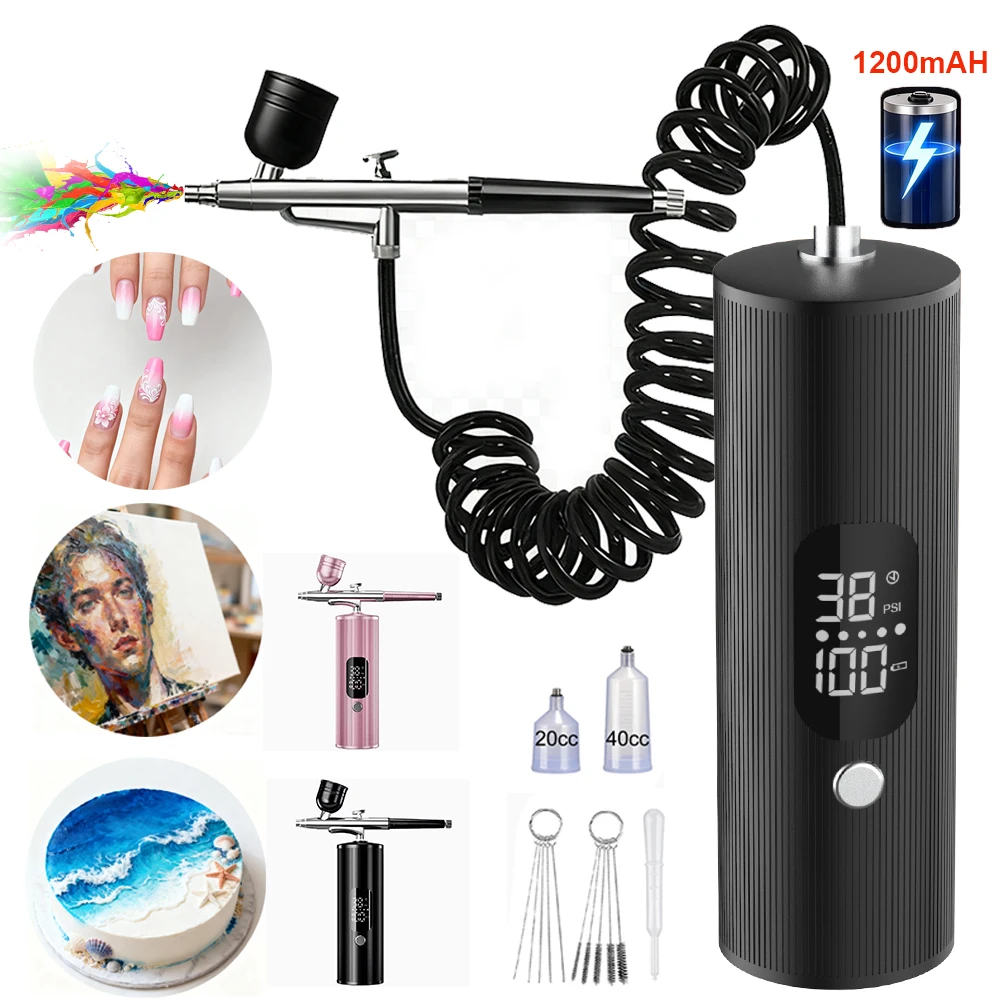 

Аэрограф для ногтей, портативный набор для рисования ногтей, мини-ручной аэрограф-распылитель с компрессом для дизайна ногтей
