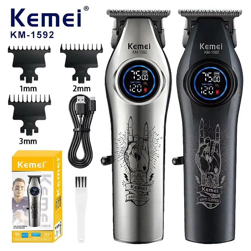 Kemei KM-1592 Professionelle Haarschneidemaschine Elektrische Hause Männer Carving Elektrische Schieben Schere Metall Kopf Clipper
