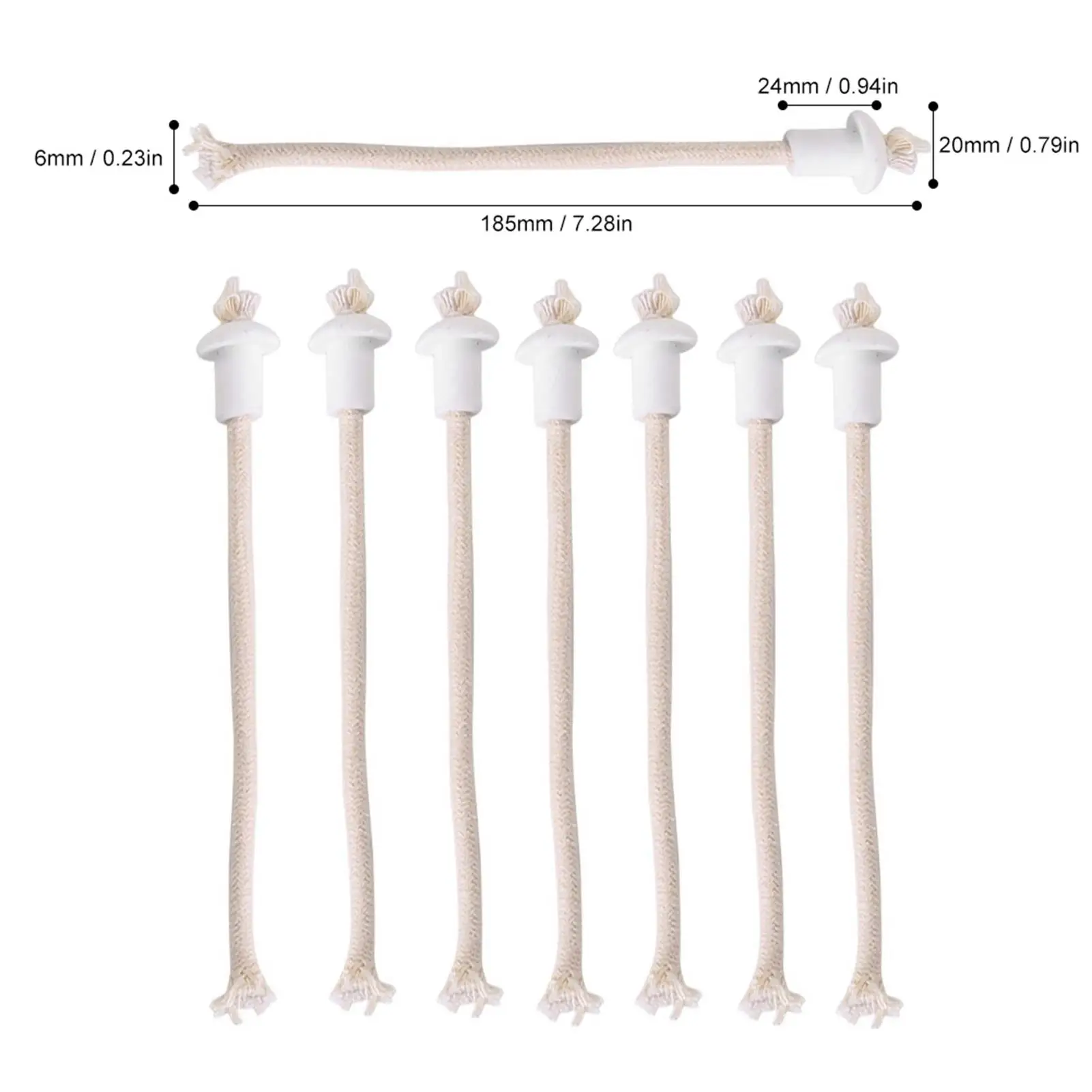 7Pcs Kerosene Lamp Wicks with Ceramic Holders for Torch Wine Bottle Oil Candle