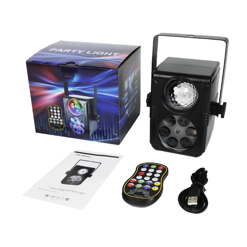 Party Lights Sound Activated Stage Laser Lights Remote Control USB Disco DJ Strobe Light Rotating with Patterns Wedding Birthday