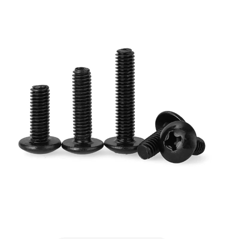 5-50Pcs TM M2M2.5 M3 M3.5 M4 M5 M6 Screws Phillips Truss Mushroom Head Bolt Black