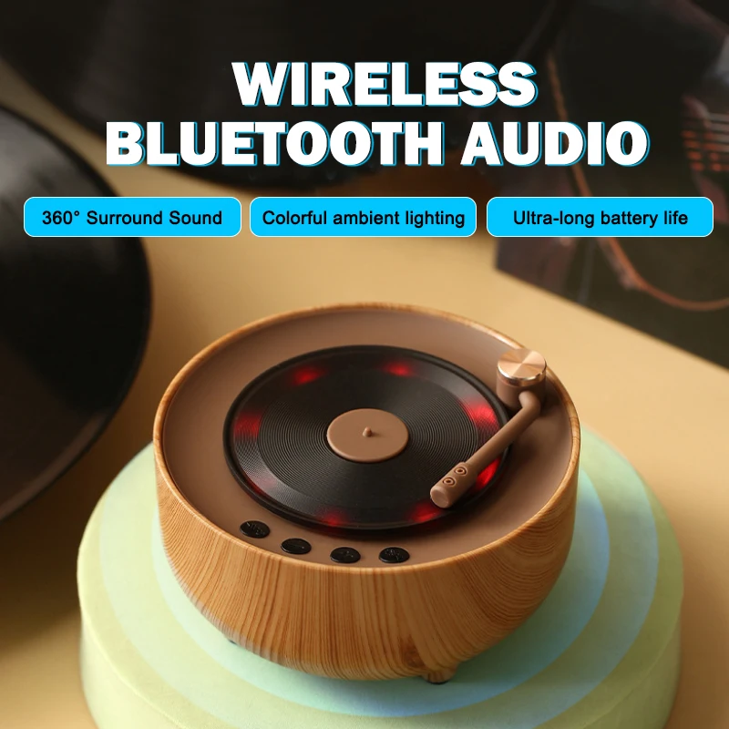 

Retro Wooden Bluetooth Speaker Desktop Wireless Creative Multifunctional Mini Portable Speaker Vintage Designer Light Sound Box
