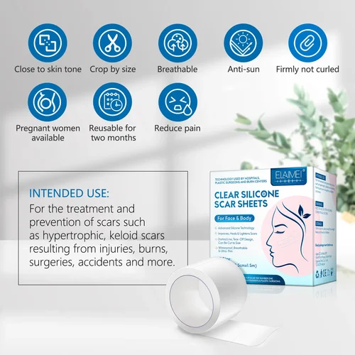 Imagen 2 del producto Parches de silicona para cicatrices, cinta para cirugía, 2,5 cm x 1,5 m, portátil, multifuncional, impermeable, reparación de la piel, promoción del crecimiento, 1-4 Uds.
