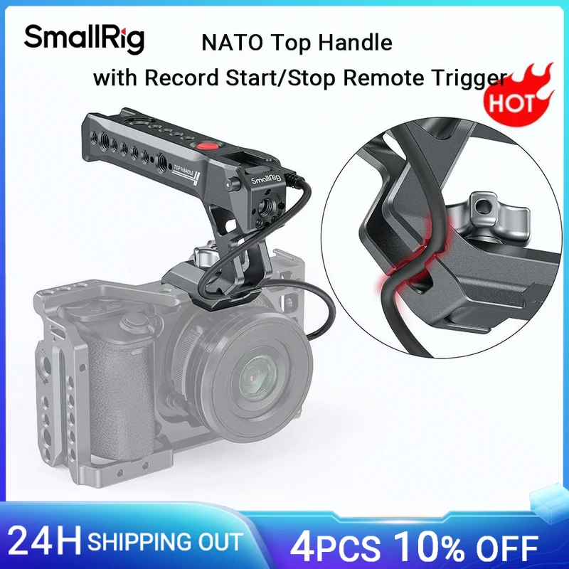 SmallRig NATO Rail Top Handle For SONY for Panasonic for FUJIFILM for Z CAM Cameras with Record Start/Stop Remote Trigger -3322