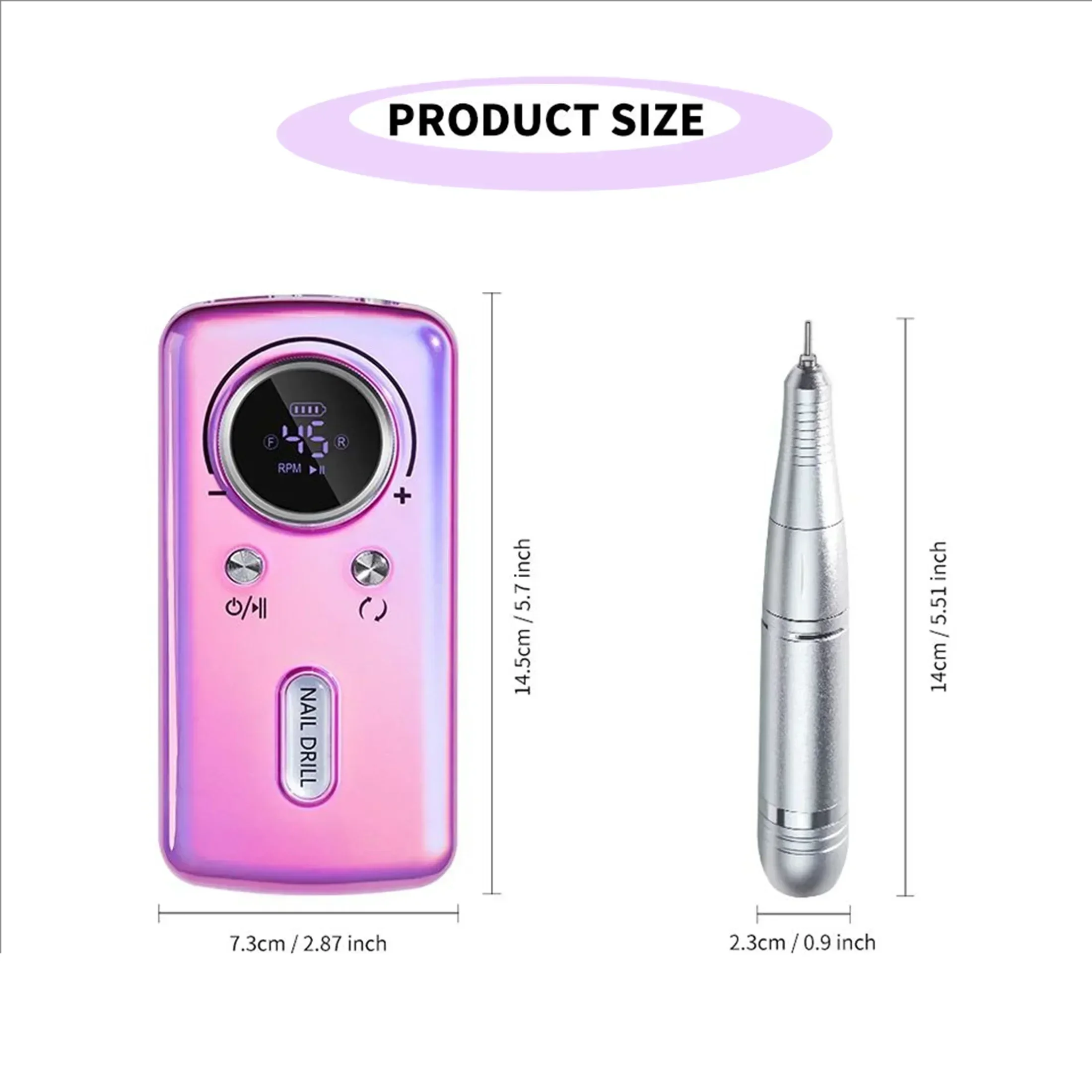 [สว่านเจาะเล็บแบบพกพา]การชาร์จRPMสว่านเล็บไฟฟ้าMultiSpeedControlwithInterchangeable BitsCompactDesignforGelNails,การทําเล็บ,