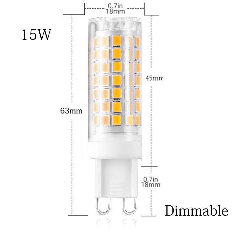 G9 LED Lamp 6W 9W 12W 15W Mini LED Bulbs AC 220V 230V COB Spotlight for Crystal Chandelier Replace Halogen light