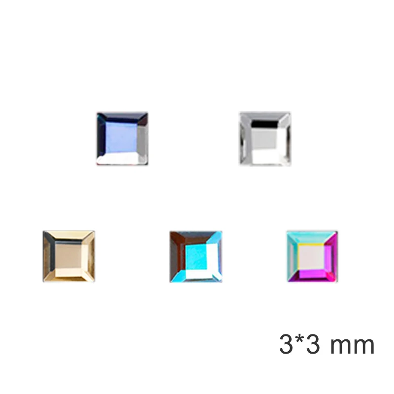 Clear Crystal Nail Art Rhinestones AB Aurora 3D Square FlatBack Nail Decorations Glitter Rhinestones Stones Crystals