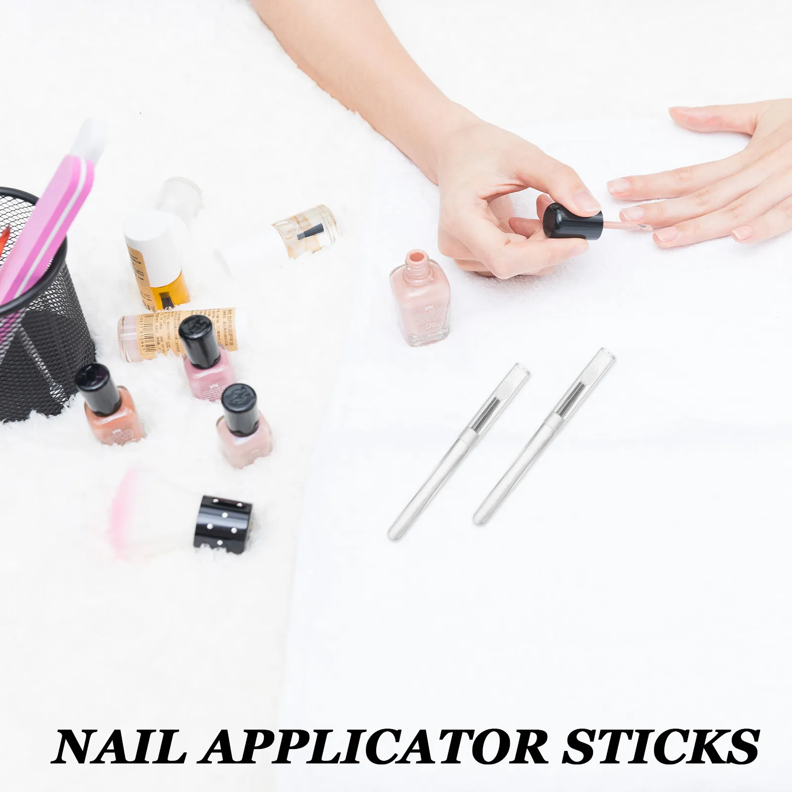

20Pcs Nail Art Applicator Sticks Silicone Tips for Glitter Powder Application Easy Use Manicure Tools Kit Mirror Effect Nail